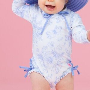 Ruffle butts butterfly floral baby swimsuit
